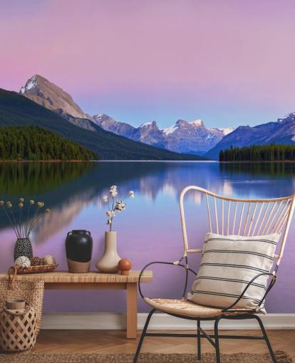 Carta da parati panoramica con vista lago e montagna