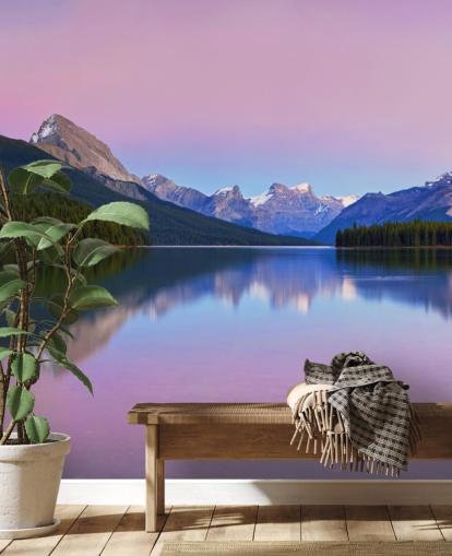 Panoramic Lake and Mountain View Wallpaper