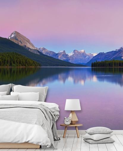 Carta da parati panoramica con vista lago e montagna