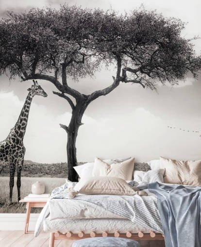 Black and White Giraffe Landscape Wallpaper Black and White Giraffe Landscape Wallpaper