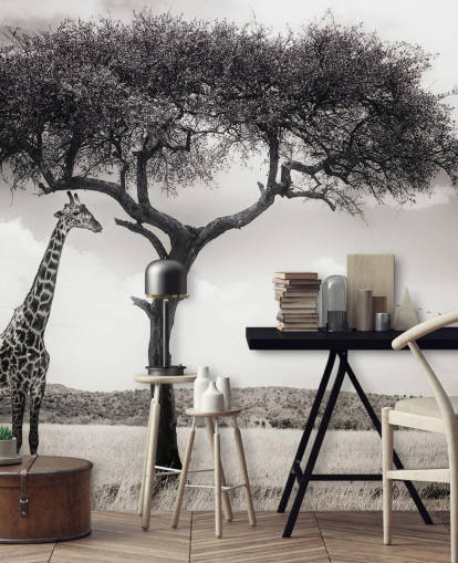 Svart og hvit Giraffe Landskap Bakgrunn