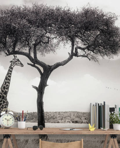 Black and White Giraffe Landscape Wallpaper Black and White Giraffe Landscape Wallpaper