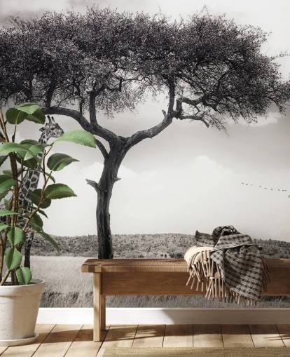 Black and White Giraffe Landscape Wallpaper Black and White Giraffe Landscape Wallpaper