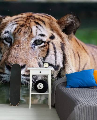 Simning Tiger närbild Bakgrund