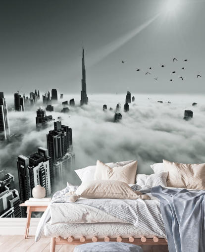 black and white cloudy city wallpaper