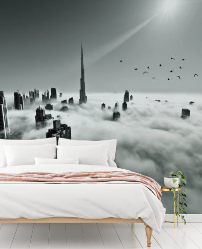 black and white cloudy city wallpaper