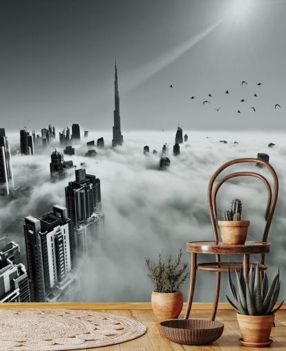 black and white cloudy city wallpaper