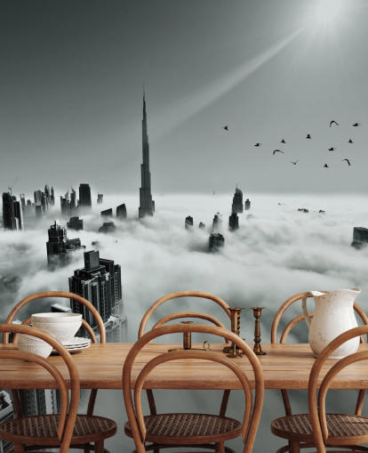 black and white cloudy city wallpaper