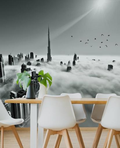 black and white cloudy city wallpaper