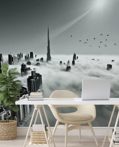 black and white cloudy city wallpaper