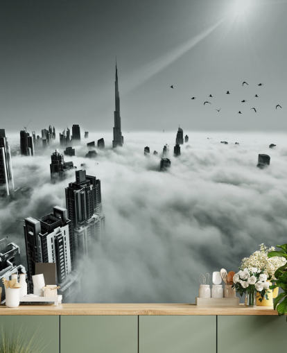 black and white cloudy city wallpaper