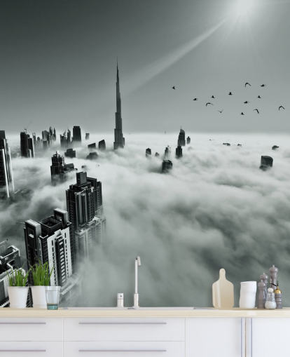 black and white cloudy city wallpaper