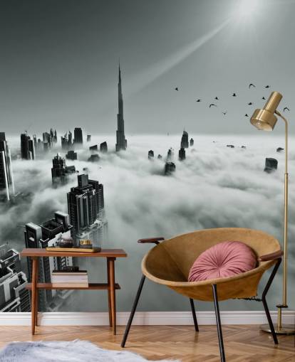 svart og hvitt skyet by tapet