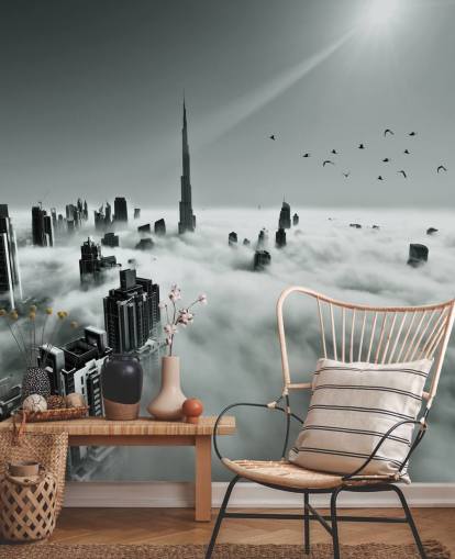 black and white cloudy city wallpaper