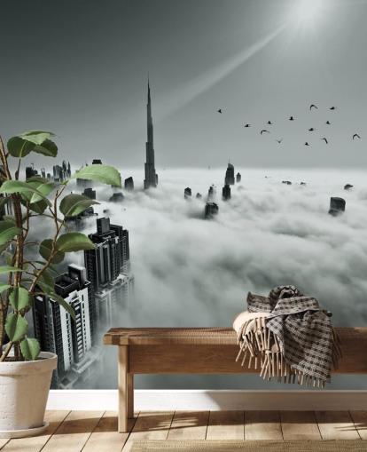 black and white cloudy city wallpaper