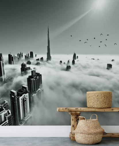 black and white cloudy city wallpaper