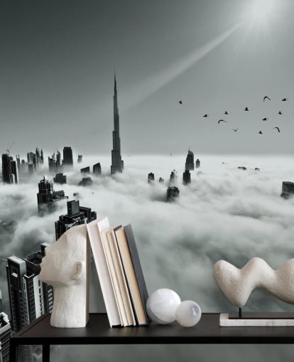 black and white cloudy city wallpaper