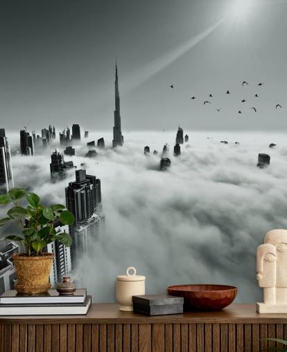 black and white cloudy city wallpaper