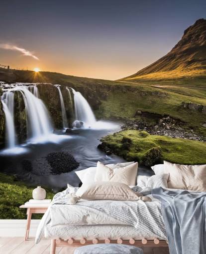 Waterfall in Green Countryside Wallpaper