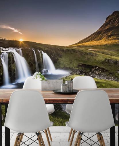 Waterfall in Green Countryside Wallpaper