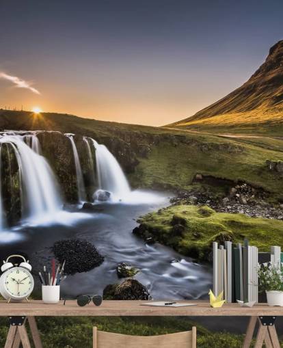 Waterfall in Green Countryside Wallpaper