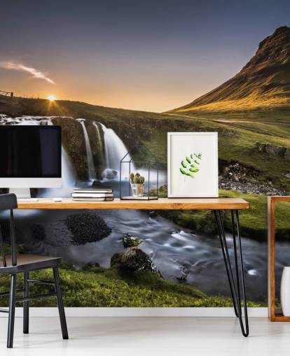 Waterfall in Green Countryside Wallpaper