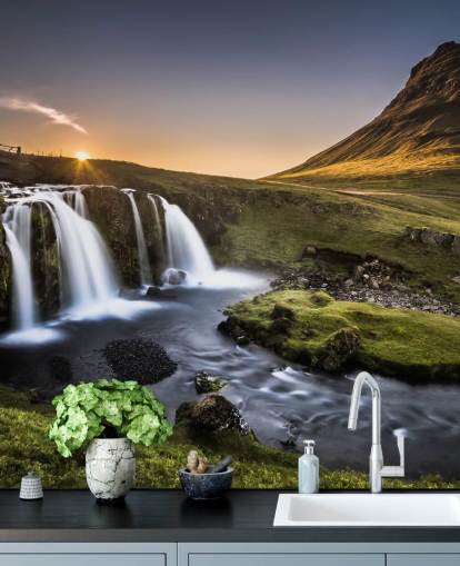 Waterval in Green Countryside Wallpaper Waterval in Green Countryside Wallpaper