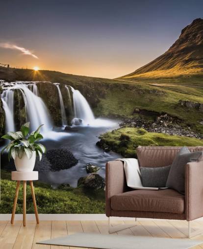 Waterfall in Green Countryside Wallpaper