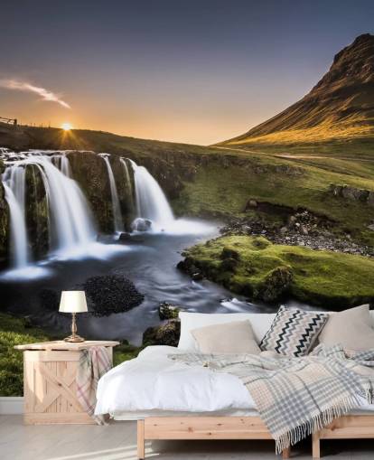 Waterfall in Green Countryside Wallpaper