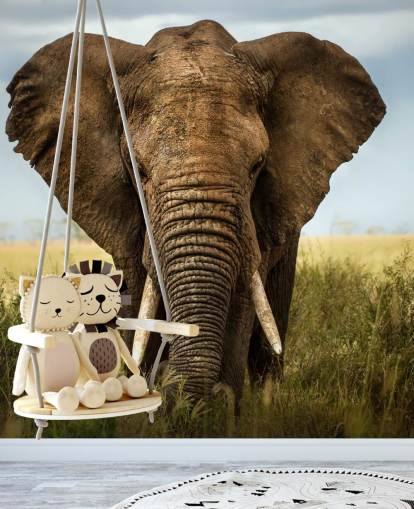 Elefant hoved på vægmaleri Elefant hoved på vægmaleri