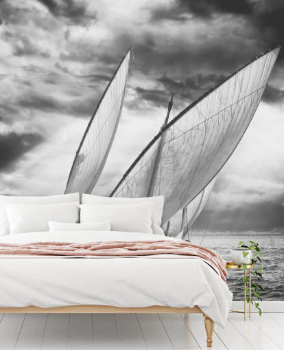 Papel Pintado Barcos Blancos Y Negros