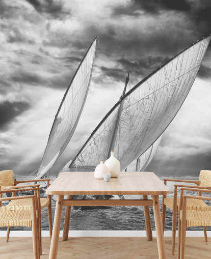 Papel Pintado Barcos Blancos Y Negros