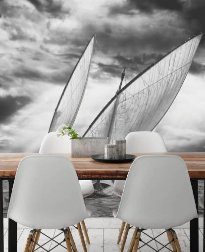 Papel Pintado Barcos Blancos Y Negros