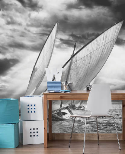 Papel Pintado Barcos Blancos Y Negros