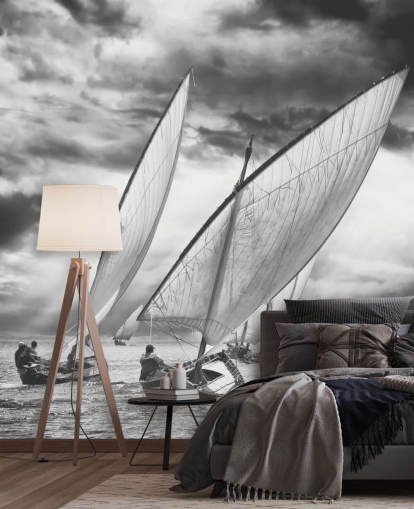 Papel Pintado Barcos Blancos Y Negros