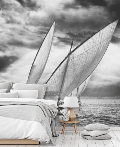 Papier Peint Bateaux en Noir et Blanc Papier Peint Bateaux en Noir et Blanc