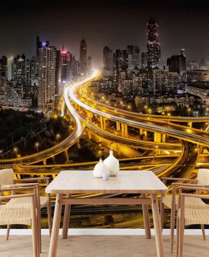 shanghai lit up at night wallpaper