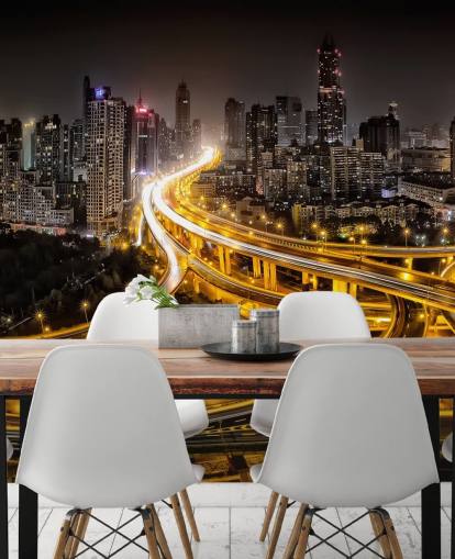 shanghai lit up at night wallpaper