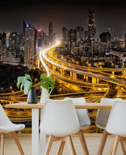 Shanghai illuminé la nuit fond d'écran