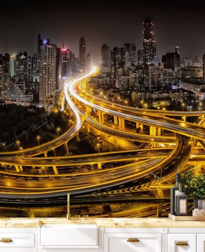 fondo de pantalla de shanghai iluminado por la noche