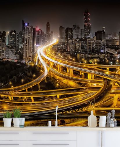 shanghai lit up at night wallpaper