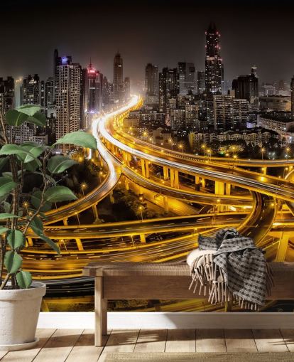 shanghai lit up at night wallpaper