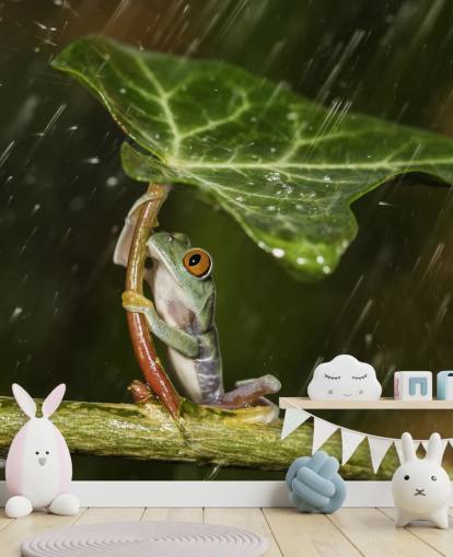 Frog Holding Leaf Paraplu Behang Frog Holding Leaf Paraplu Behang