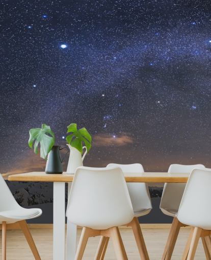 Stjerneklar nattehimmel vægmaleri Stjerneklar nattehimmel vægmaleri