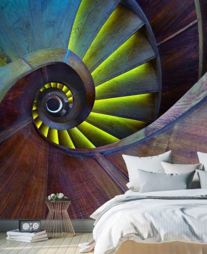 Wervelende trappen abstract behang Wervelende trappen abstract behang