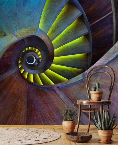 Papier peint abstrait Swirling Stairs