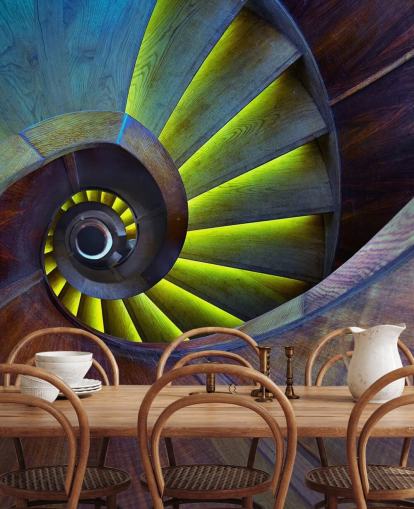 Swirling Stairs Abstract Wallpaper