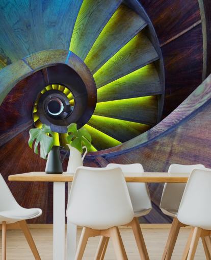 Papel pintado abstracto de escaleras arremolinadas