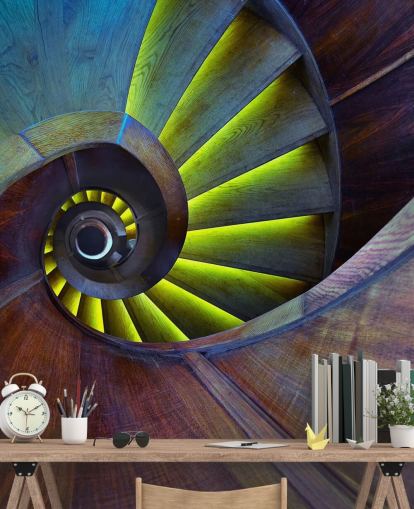 Swirling Stairs Abstract Wallpaper