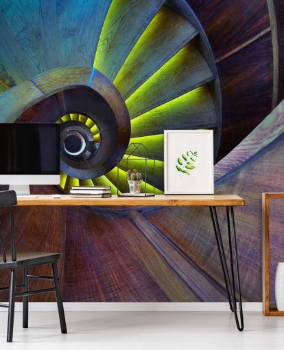 Swirling Stairs Abstract Wallpaper